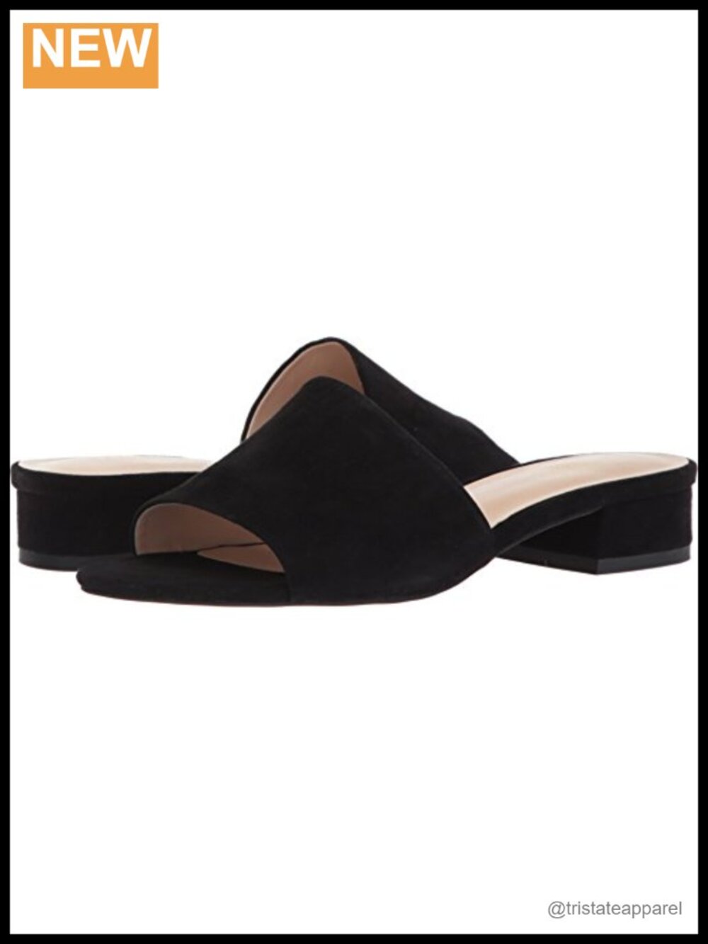 Sabani Slide Sandals Low Block Heel Ankle Strap Open Toe Slip On